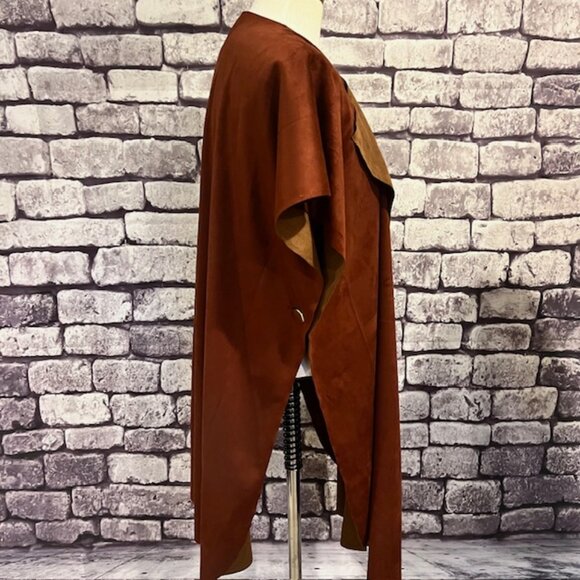 Chico's Brown Suede Like Fabric Cape One Size - Picture 8 of 9